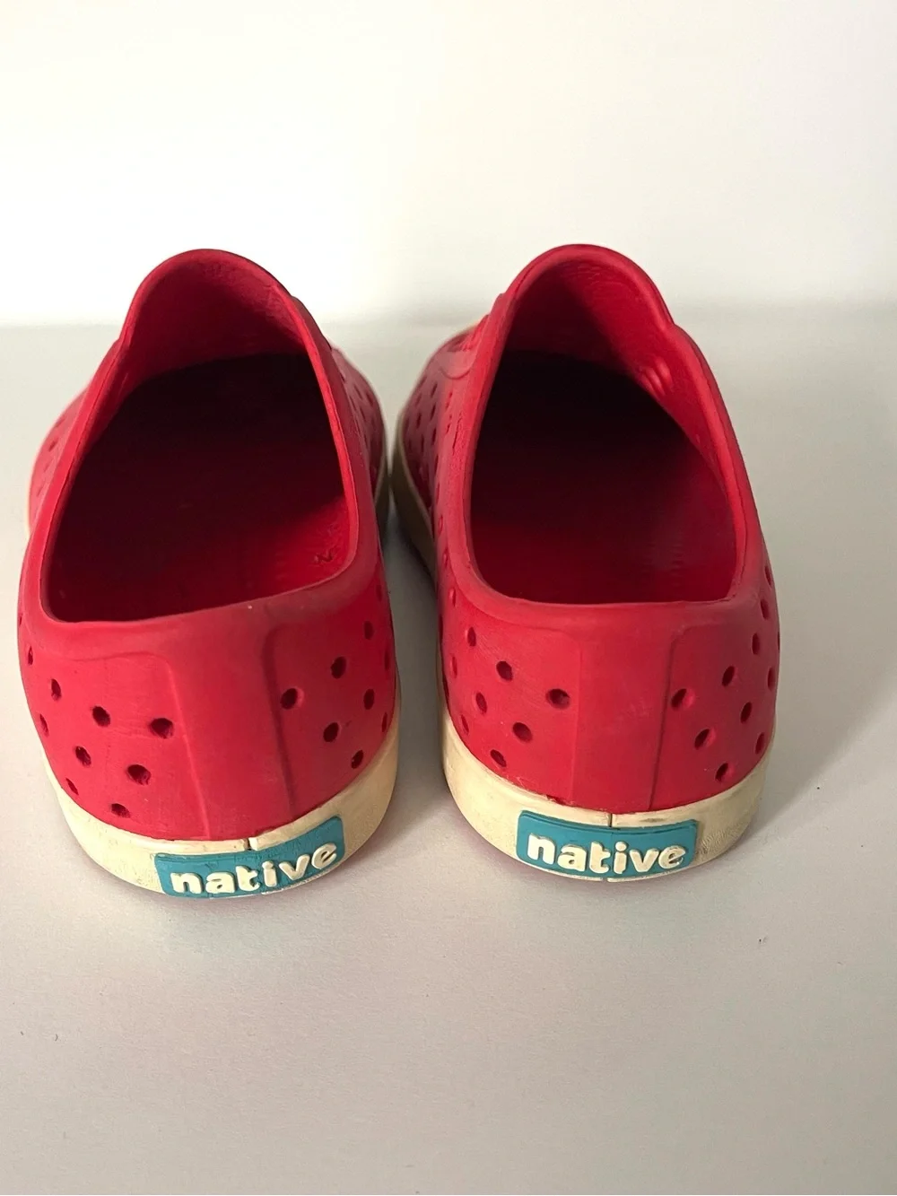 Native Red Slip-On Sneakers with Cream Toe by Native